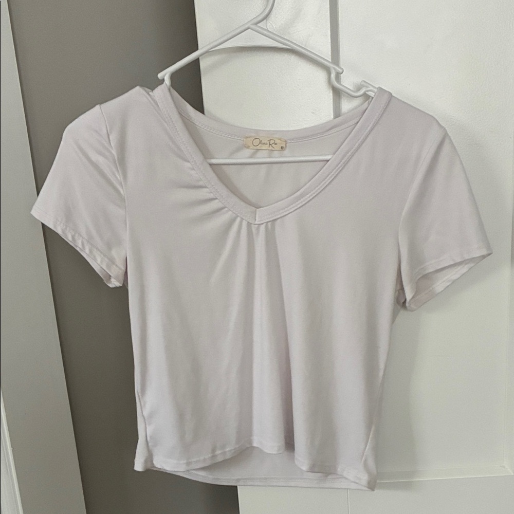 Olivia Rae Women's White V-Neck Crop Top
